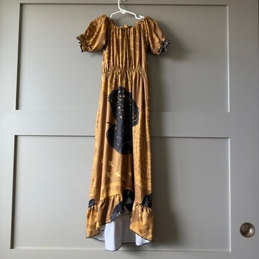 Ho'onani Love Girls Size 10 140 Mustard‎ Black Maxi Dress Hawaiian Luau Boho